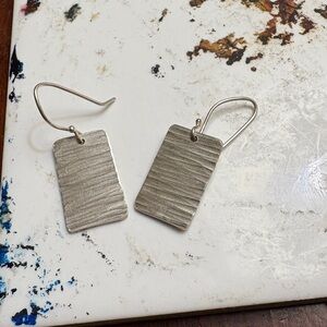 Textured Rectangular Silver alloy Earrings